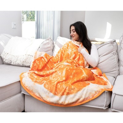 Orange Slice Round Fleece Throw Blanket with Cotton Lining