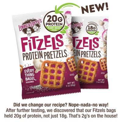 Lenny & Larry's FITZELS Everything Bagel- High Protein Pretzels - Plant Based Protein - 20g Protein - 3oz/8pk