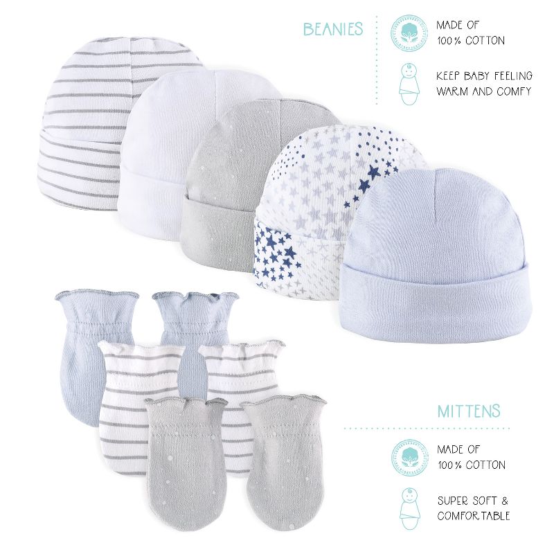 The Peanutshell Baby Girl or Boy Cotton  Layette Set or Gift Set, To The Moon, 23-Pieces, Blue/Gray, 0-3 Months, 6 of 9