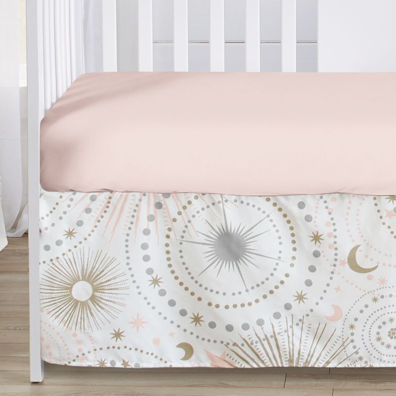 Sweet Jojo Designs Crib Bedding + BreathableBaby Breathable Mesh Liner Girl Celestial Pink Gold and Grey - 6pcs, 6 of 8