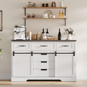 Acekool Farmhouse 6 Drawer Dresser with Sliding Barn Doors, Rustic Chest & TV Stand Organizer for Bedroom, Living Room - 1 of 4