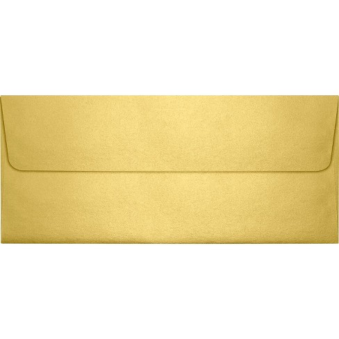 LUX 4 1/8" x 9 1/2" #10 80lbs. Square Flap Envelopes W/Glue Closure Gold Metallic 5360-07-50 - image 1 of 2