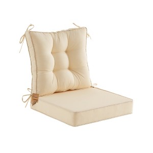 Deep Seat Cushions for Outdoor Furniture,Set of 2,Extra Thick:24"x24"x4",Tufted Low Back 22"x24"x6", Double Piping Removable Patio Chair Cushions - 1 of 4
