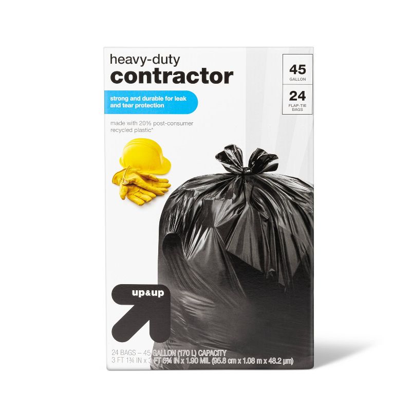 Heavy-Duty Contractor Flap-Tie Trash Bags - 45 Gallon/24ct - up &#38; up&#8482;, 1 of 4