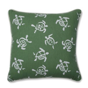 Sea Turtles Verte Mini Square Throw Pillow - Pillow Perfect, Green