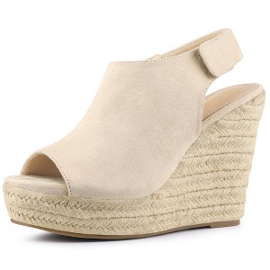 Allegra K Women's Espadrille Platform Heeled Wedges Sandals - 1 of 4
