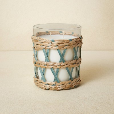 16oz Glass 2-Wick with Woven Wrap Blue Candle - Opalhouse™ designed with Jungalow™