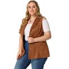 Agnes Orinda Women's Plus Size Lapel Suede Long Sleeveless Fashion Vest - 3 of 4
