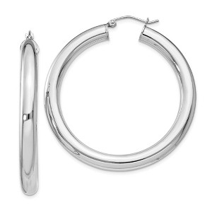 Black Bow Jewelry 5mm, Sterling Silver, Large Round Hoop Earrings - 45mm (1 3/4 Inch) - 1 of 4
