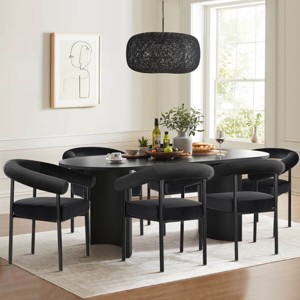 Set of 6 Velvet Upholstered Dining Armchairs, Comfortable Curved Back Chairs with Arms for Large Tables, Kitchen or Guest Seating-Maison Boucle - 1 of 4