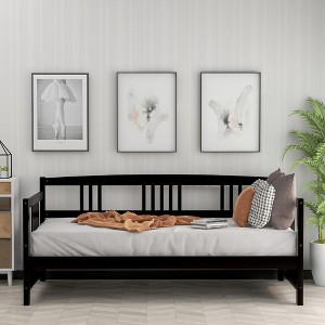 PAGED Twin Daybed Modern Wooden Bed Frame Simple Sofa Bed with 3 Storage Drawers and Trundle for Bedroom, Living - 1 of 4