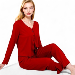 Anna-Kaci Women's Satin 2-Piece Pajama Set with Button-Up Long Sleeve Top and Relaxed Fit Pants - 1 of 4