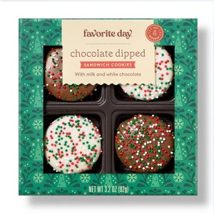 Christmas Chocolate Dipped Sandwich Cookies - 5.6oz - Favorite Day™ - 1 of 3