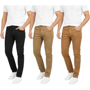 Mens 3 Pack Chinos Slim Fit Stretch Pants - 1 of 4