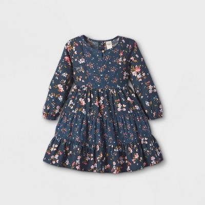 OshKosh B'gosh Toddler Girls' Mixed Floral Long Sleeve Dress - Navy 12M