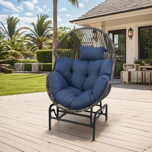 POCASSY Egg Chair Outdoor Glider Chair, All Weather Wicker Rattan Hammock Egg Chair with Head Pillow - 1 of 4