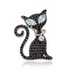 Ross-Simons 2.00 ct. t.w. Black Spinel and 1.40 ct. t.w. Blue and White Topaz Cat Pin Pendant Necklace in Sterling - 4 of 4