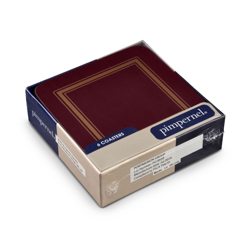 Pimpernel Classic Burgundy Coasters Set of 6 - 4.25" Square, 4 of 5