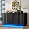 Vlsrka 63-Inch Modern Buffet Cabinet with Charging Ports and LED Lights – Adjustable Storage for Dining Room or Kitchen. - 2 of 4