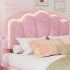 NicBex Twin Upholstered Bed Frame with Ottoman and Elegant Flower-Shaped Headboard,Adjustable Headboard with LED Lights,Easy Assembly,Pink - 3 of 4