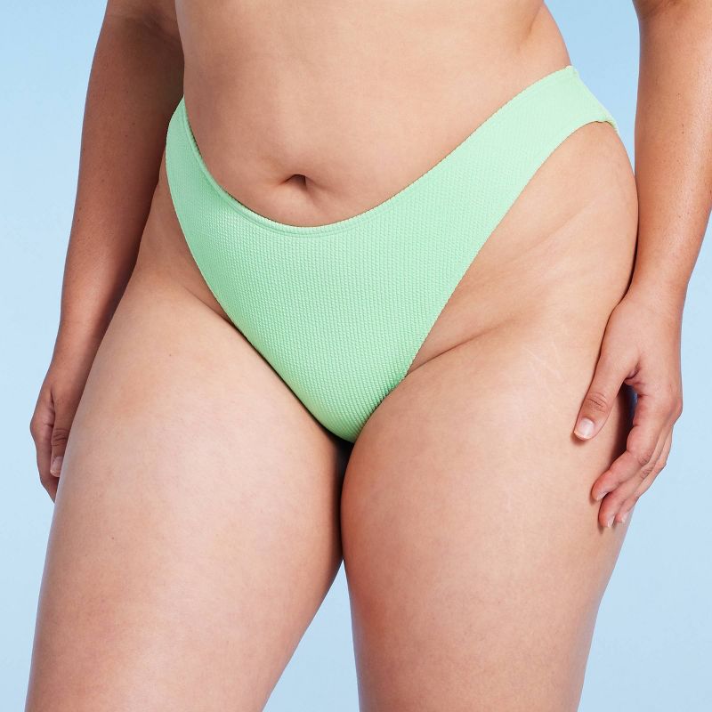 Women's Pucker Textured Extra Cheeky Extra High Leg Bikini Bottom - Wild Fable™, 5 of 9