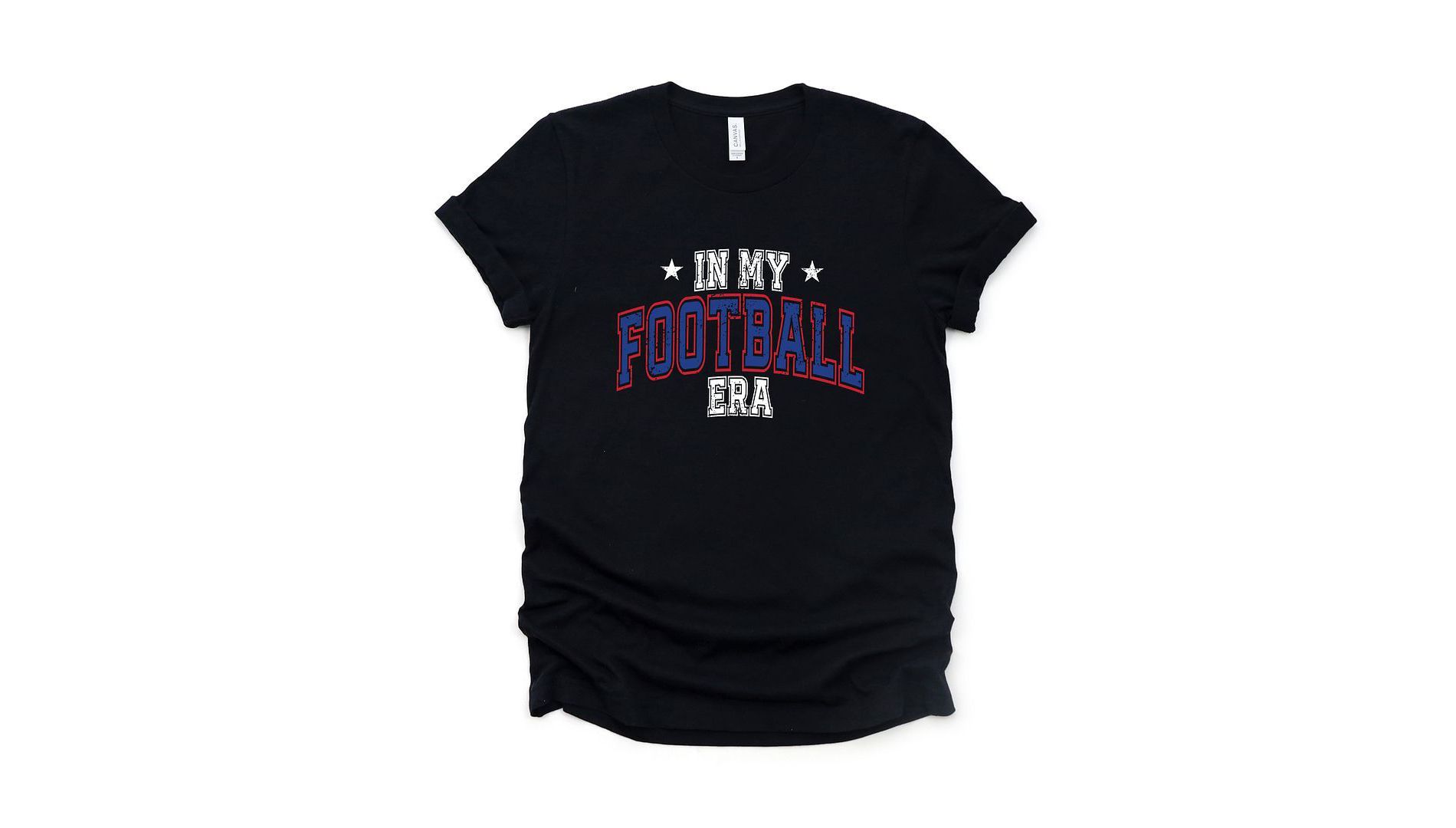 Simply Sage Market Women's  In My Football Era - Blue Short Sleeve Graphic Tee