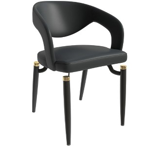 LeisureMod Entice Modern Dining Chairs Upholstered Leather Seat Curved Back Metal Legs - 1 of 4