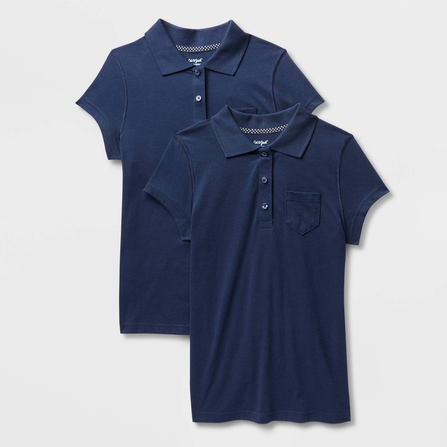 Поло Cat & Jack 2pk Adaptive Short Sleeve Uniform Polo Shirts для девочек, цвет: Тёмно-синий — фото 1