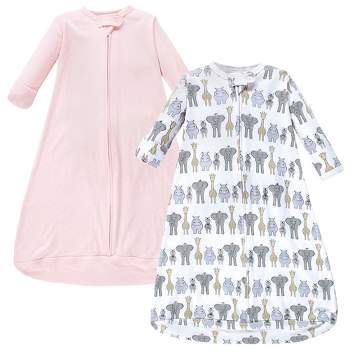Hudson Baby Infant Girl Cotton Long-Sleeve Wearable Sleeping Bag, Sack, Blanket, Pink Safari