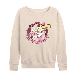 Women's - Hey Arnold! - Valentine's I Love You Lightweight French Terry Slouchy - 1 of 4