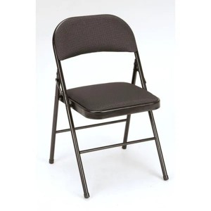 Deluxe Fabric Padded Folding Chair, Black - 1 of 3