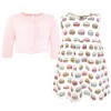 Hudson Baby Infant and Toddler Girls Cotton Dress and Cardigan Set, Macarons - 3 of 4