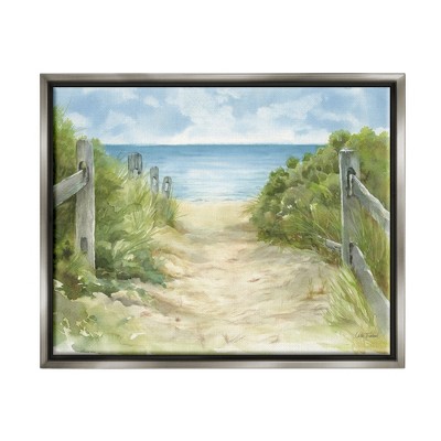 Stupell Industries Beach Path Painting Framed Floater Canvas Wall Art
