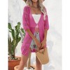Womens Lightweight Tie Front Cardigan Mesh Knit Cover Ups Cardigan Hollow Out Beach Cover Ups,Rose - S - 3 of 4