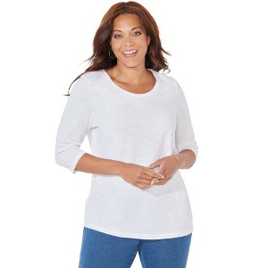 Catherines Women's Plus Size Active Slub Scoopneck Tee - 1 of 4