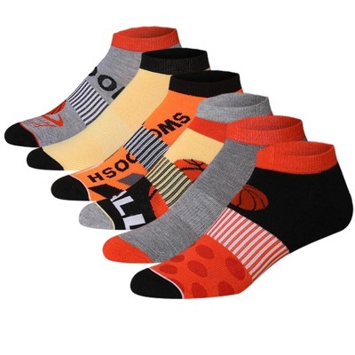 JAMES FIALLO Men's 6-Pairs Low Cut Basketball Design Athletic Sport Socks