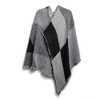 NPolar"Women's Winter Warm Plaid Scarf 74.8x25.6in, Extra Thick Knitted Shawl, Blanket Wrap Cape"Grey - 3 of 4