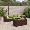 vidaXL Patio Lounge Set with Cushions Sectional Sofa Garden Backyard Poly Rattan - Brown and Green 7 Piece - 2 of 4