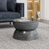 CAVINAS Unique Round Iron Coffee Table with Drum-Shaped Structure,Modern Center Table for Living Room,Apartment - 2 of 4