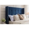 Kumasinova Velvet Queen/King Bed Frame,Upholstered Bed Frames with Nailhead Trim Wingback,Platform Bed with 54" High Headboard for Adult,Teen,Children - 3 of 4