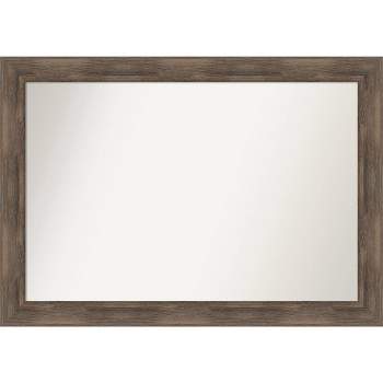 41" x 29" Non-Beveled Hardwood Mocha Wood Wall Mirror - Amanti Art