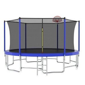 Jump Into Fun 16FT Trampoline Outdoor With Basketball Hoop,UV-resistant Safety Trampoline Fence,6 High Safety Fence Poles For Kids And Adults - 1 of 4