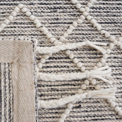 Natura Ivory and Black Hand-Tufted Wool Runner Rug