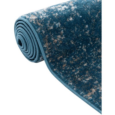 Sofia Blue Abstract Rectangular Indoor Rug - Easy Care & Stain-resistant