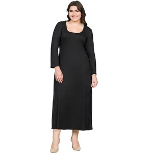 Plus Size Long Sleeve Maxi Dress - 24seven Comfort Apparel™ - 1 of 4