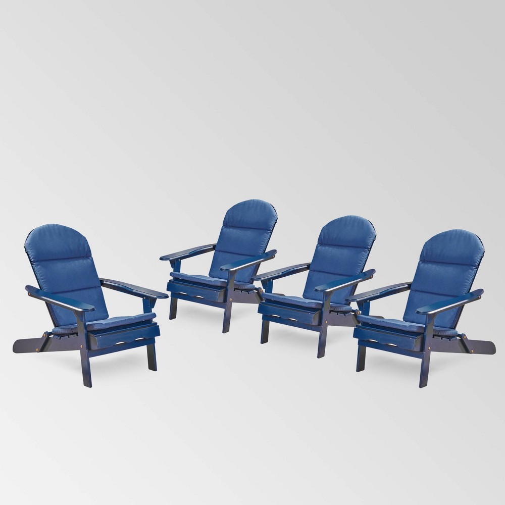 Malibu 4pk Acacia Folding Adirondack Chairs - Blue - Christopher Knight Home