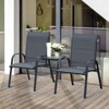 Outsunny Bistro Set Outdoor Furniture Set with Attached Middle Glass Coffee Table, Breathable Fabric Double Chairs for Balcony, Patio, Porch - 2 of 4