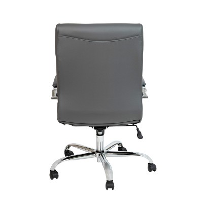Gray Leather Executive Swivel Office Chair with Metal Frame