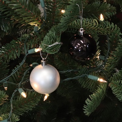 Sunnydaze Black and Silver Shatterproof Plastic Christmas Ornaments Set