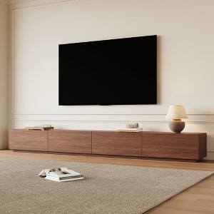 POVISON Minimalist Wood TV Stand with Drawers, Modern Long Media Console for up to 100 Inch, Walnut Veneer, 118" - 1 of 4
